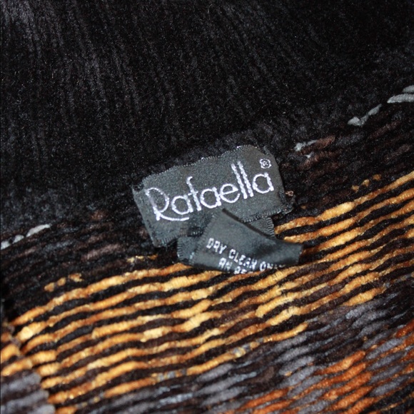 VTG 90s RAFAELLA Black/Camel/Grey Geometric Print Velour Track Jacket Sz Medium - Picture 7 of 11